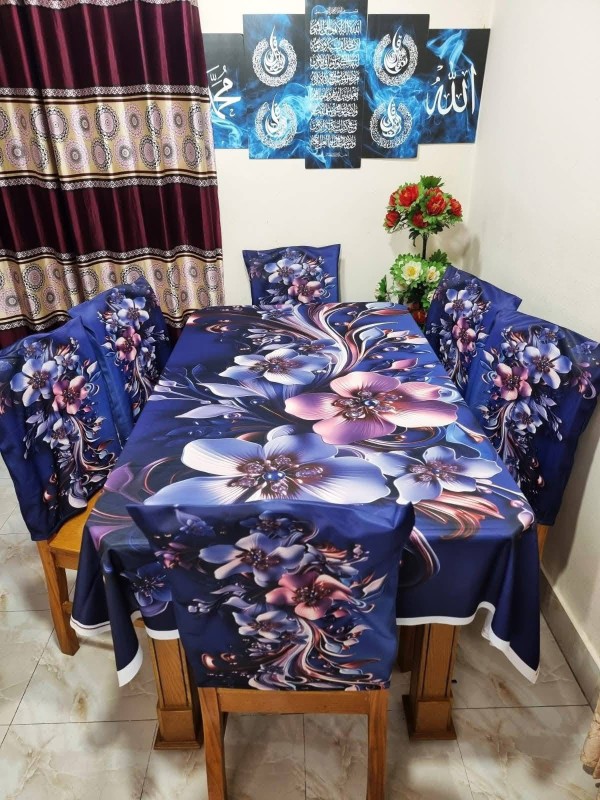 High Quality  Digital 3D Print Dining Table Cover 7p Set