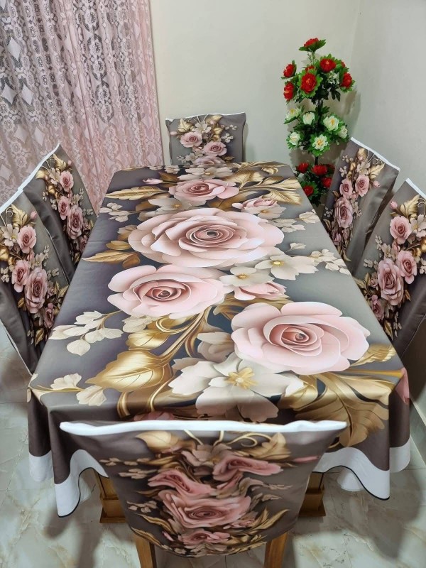 High Quality  Digital 3D Print Dining Table Cover 7p Set