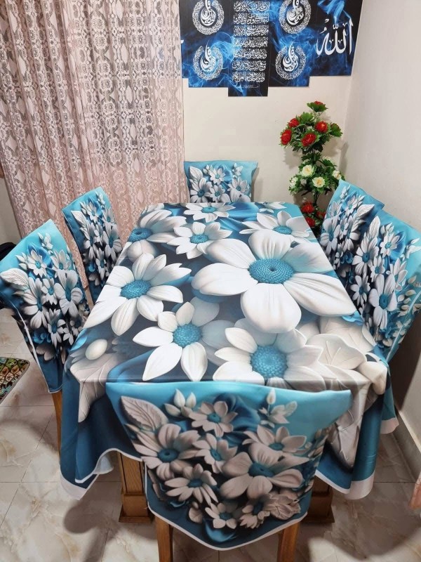 High Quality  Digital 3D Print Dining Table Cover 7p Set