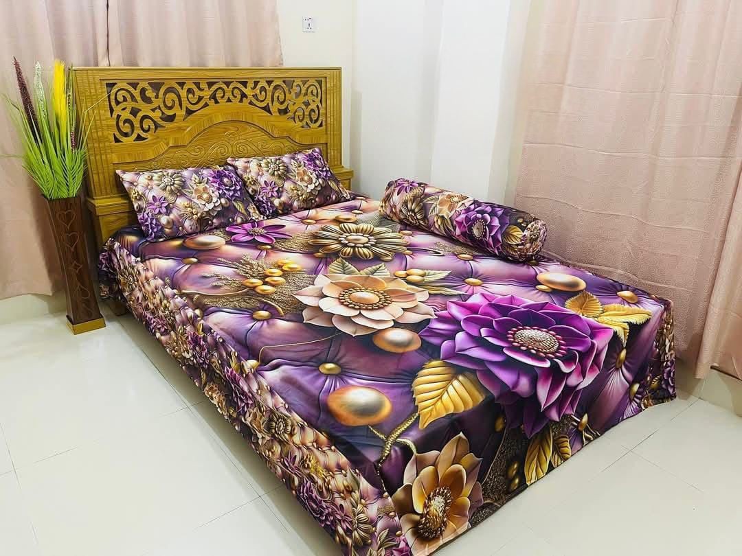 King size 3d Waterproof bedsheets Set