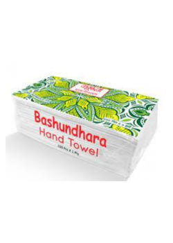 Bashundhara Hand Towel 1 ply 150 pcs Poly (White)