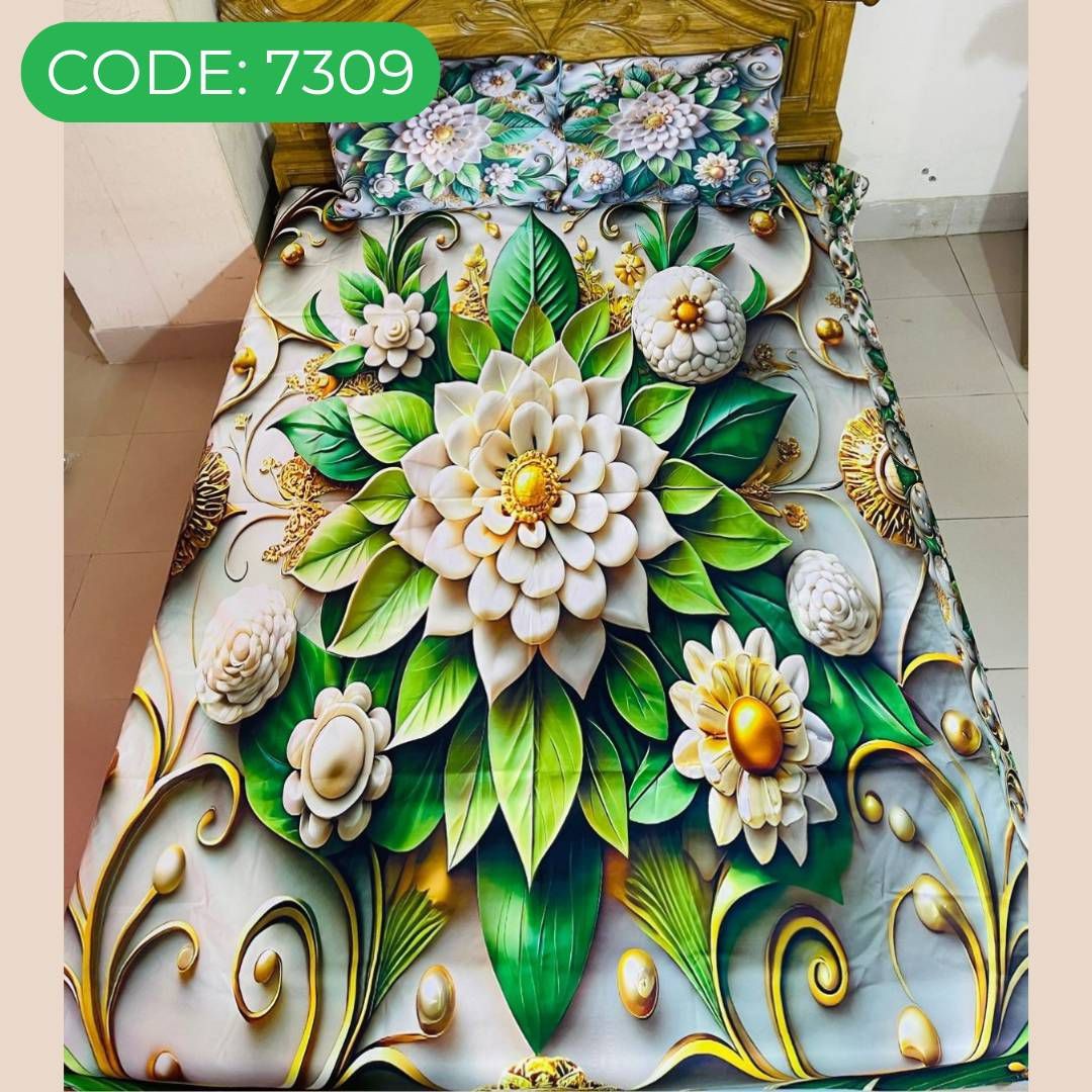 King size 3d Waterproof bedsheets Set