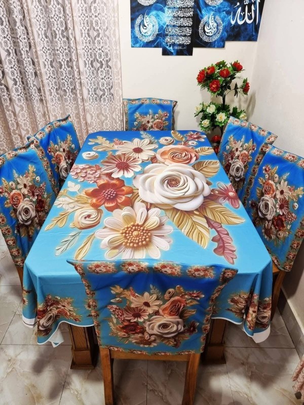 Premium 3d Print Dining Table cover Set