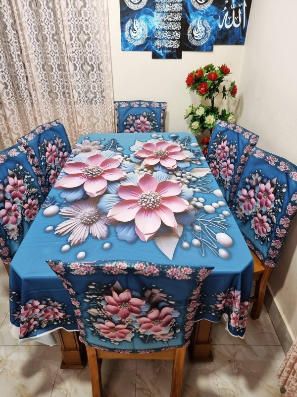High Quality  Digital 3D Print Dining Table Cover 7p Set