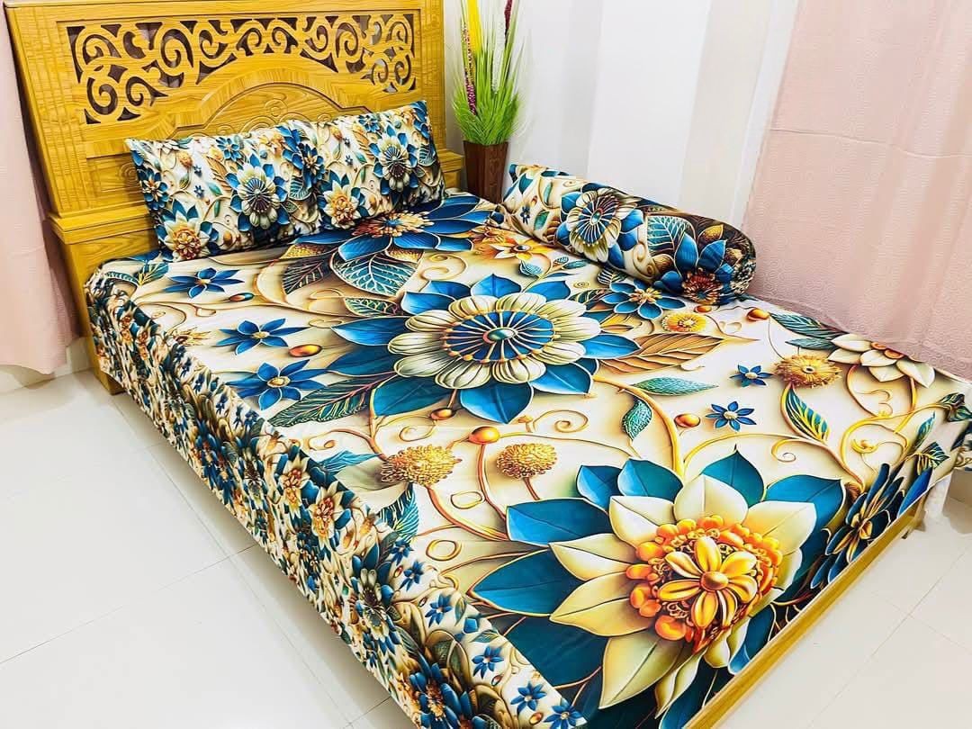 King size 3d Waterproof bedsheets Set