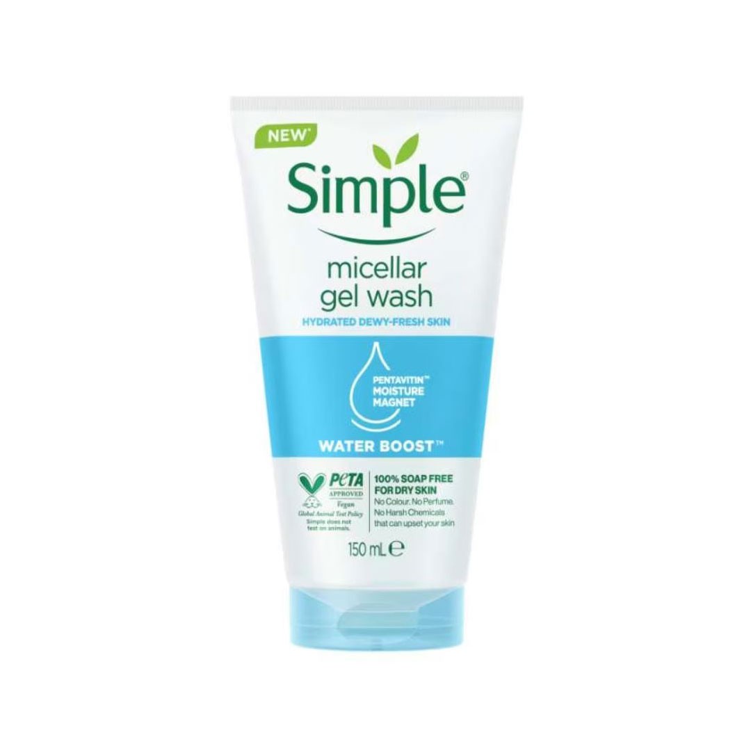 Simple Water Boost Micellar Gel Wash For Dry & Sensitive Skin 150ml